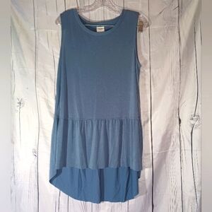 Mote Sleeveless Ruffle Blue Top